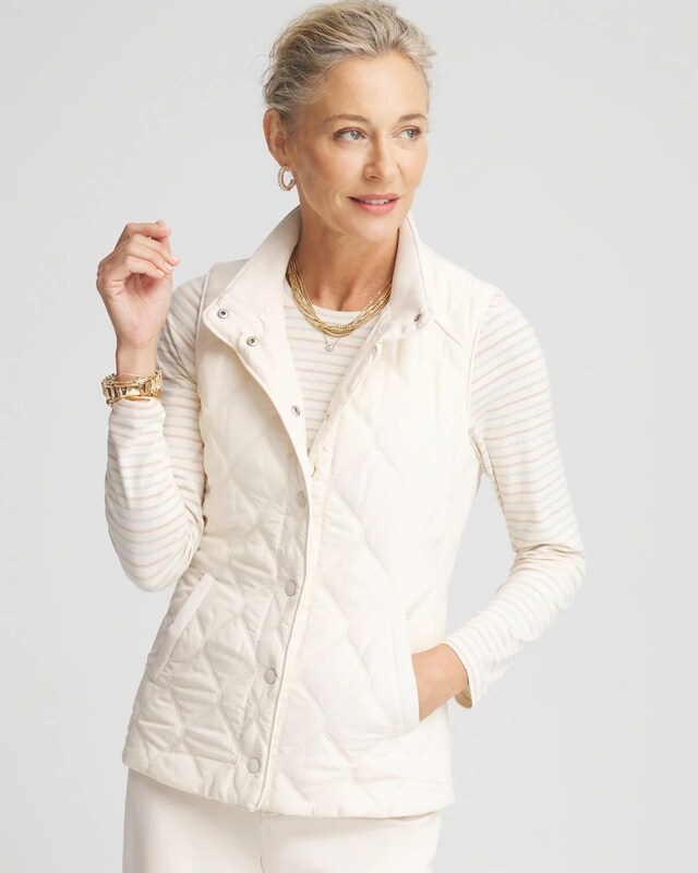 Rib Trim Quilted Vest - image 1